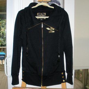 Vintage Guess Black/Gold Embossed fitted Sweat Shrrt SZ L